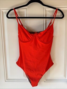 Acacia Marlow one piece - persimmon ribbed - size large